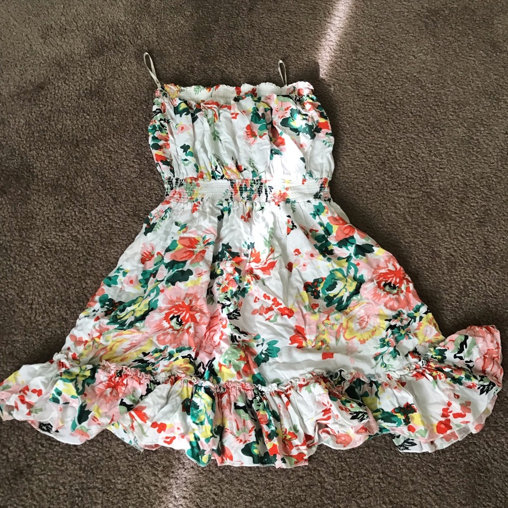 strapless floral dress